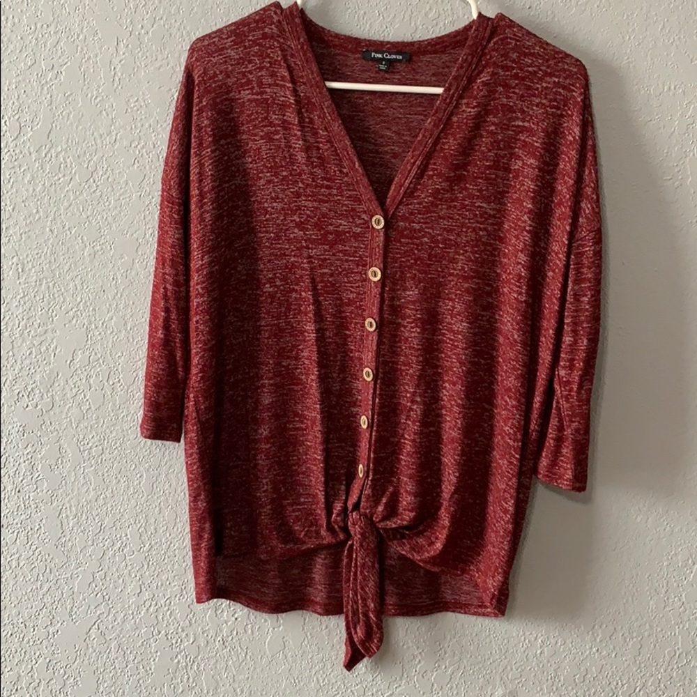 Front tie three-quarter sleeve shirt